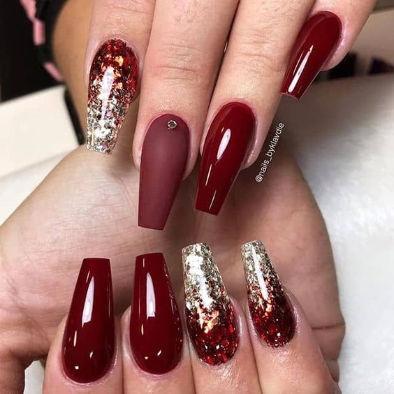 5 red and gold nail polish designs for brides